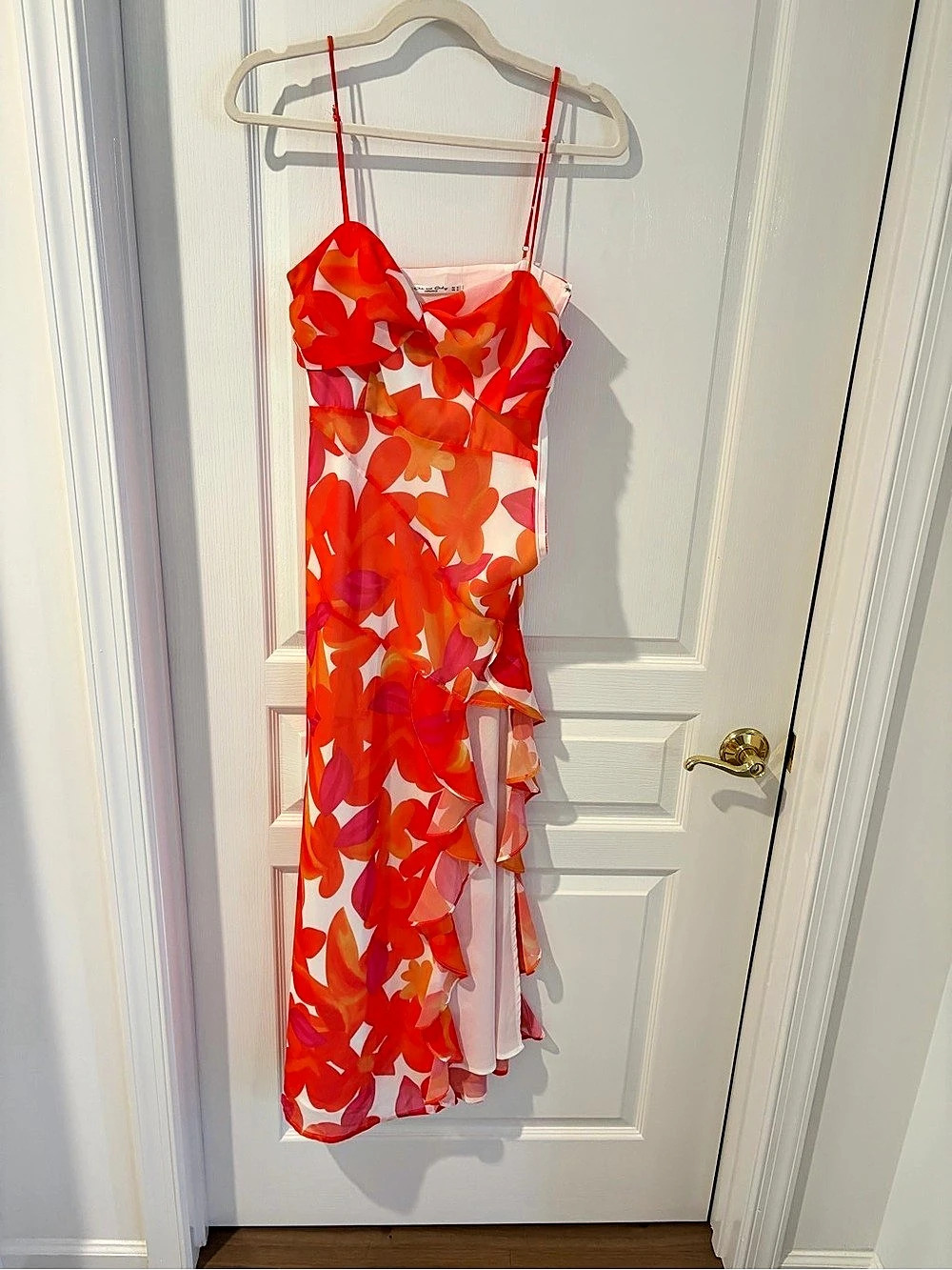 One and Only Floral Maxi Dress in Bright Orange & Pink Size Small Like New